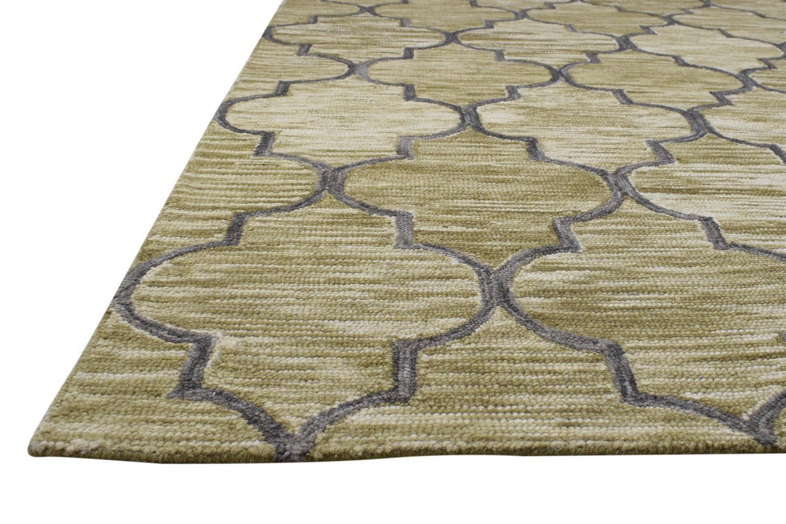 Hand Tufted Sage Wool Rug 5' X 8' Modern Moroccan Trellis Room Size Carpet